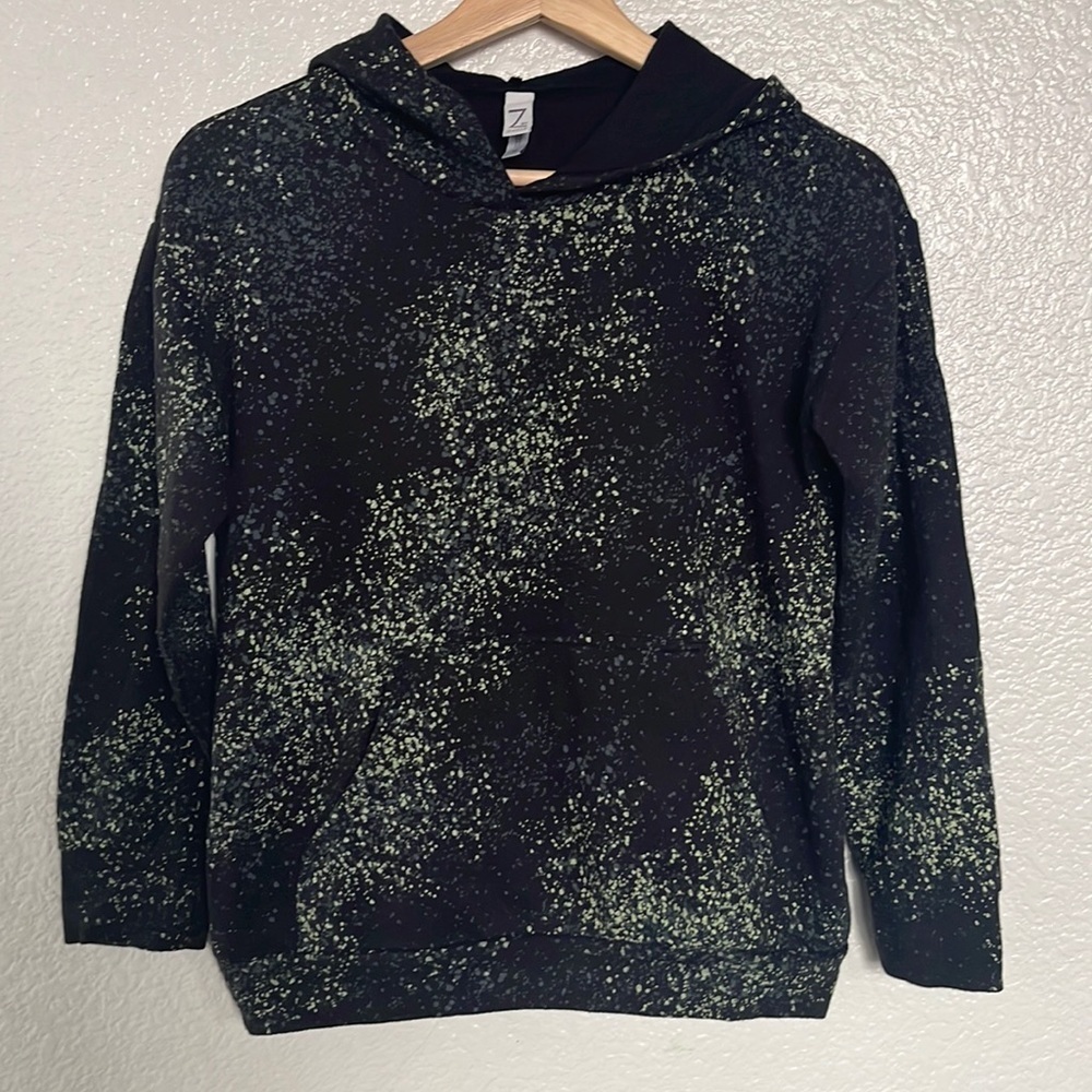 Z by Zella Girls Hoodie Black Green Splatter Dot Paint Pattern
